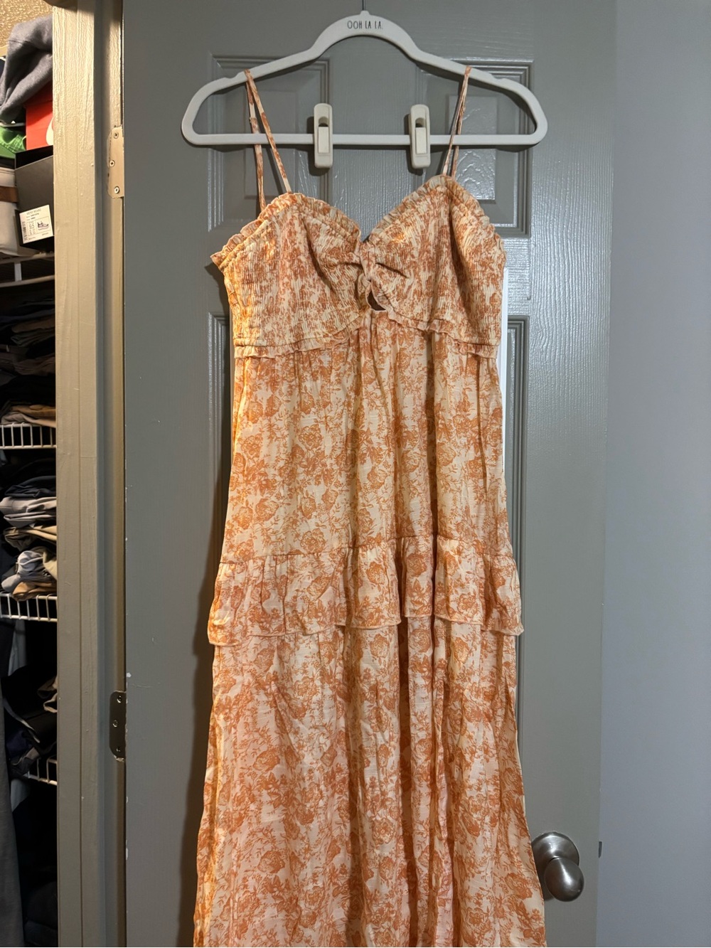 Trixxi Orange Floral Tie-Front Maxi Dress